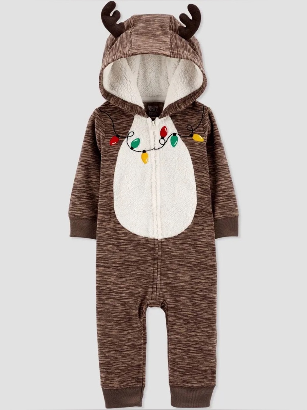 Carter's Just One You Baby Reindeer Antler Hoodie Light Detail Jumpsuit /Romper